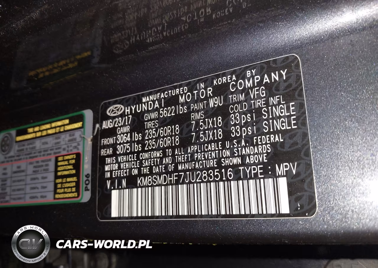 2018 Hyundai Santa Fe Se VIN:KM8SMDHF7JU283516 - 9