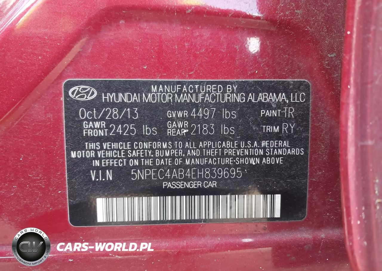 2014 Hyundai Sonata Se 2.0T VIN:5NPEC4AB4EH839695 - 9