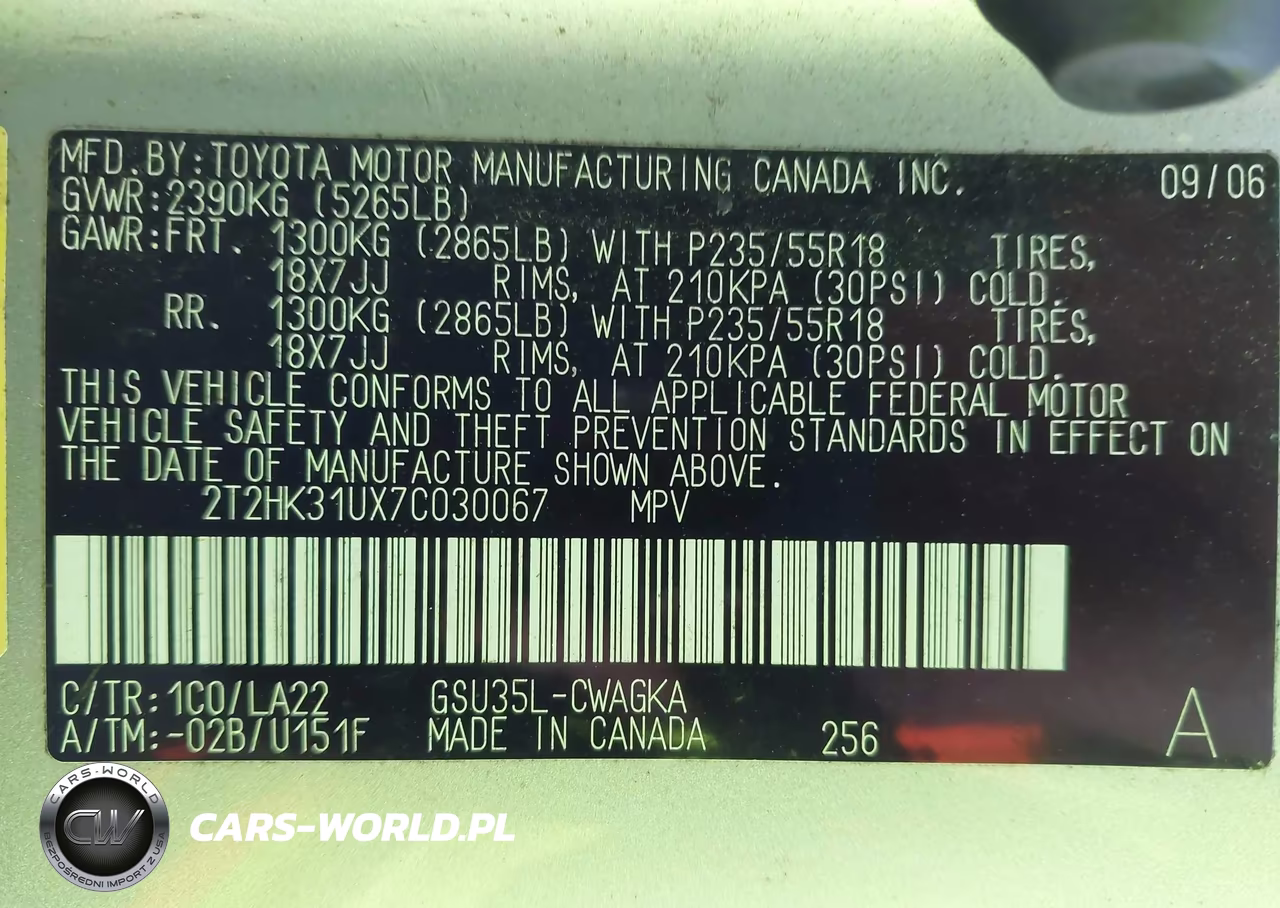 2007 Lexus Rx 350 VIN:2T2HK31UX7C030067 - 9