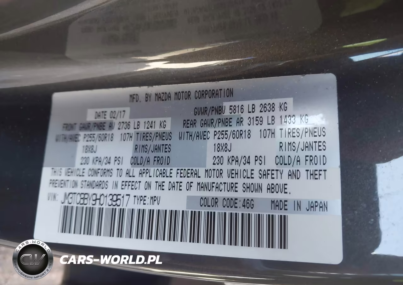2017 Mazda Cx-9 Sport VIN:JM3TCBBY9H0139517 - 9