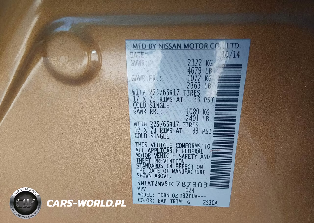 2015 Nissan Rogue Sv VIN:5N1AT2MV5FC787303 - 9