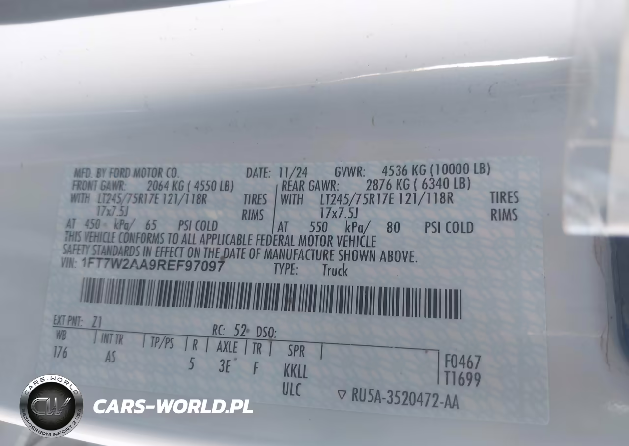 2024 Ford F250 Super Duty VIN:1FT7W2AA9REF97097 - 9