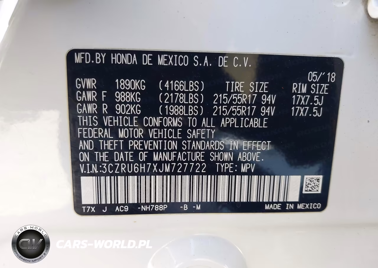 2018 Honda Hr-V Ex-L VIN:3CZRU6H7XJM727722 - 9