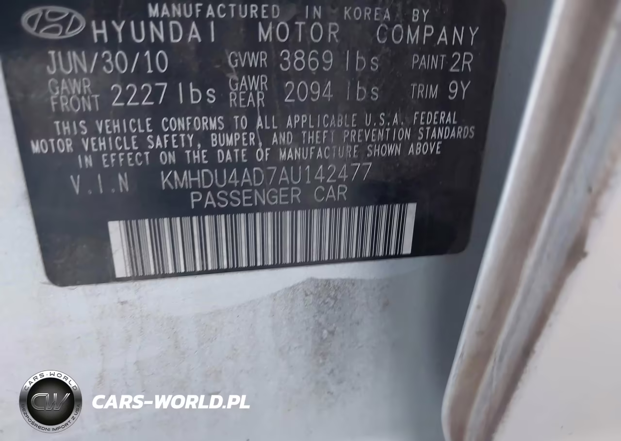 2010 Hyundai Elantra Gls VIN:KMHDU4AD7AU142477 - 9