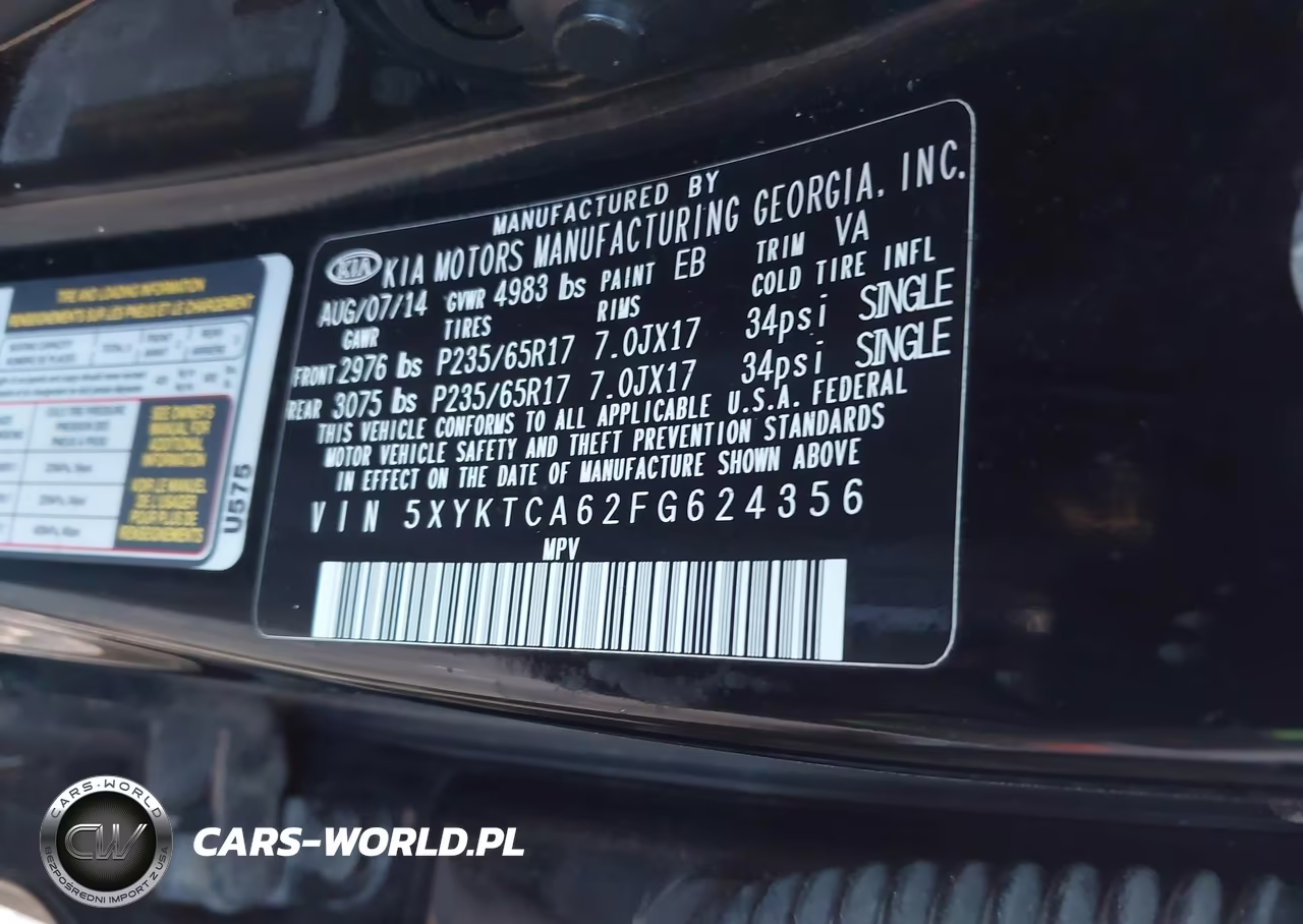 2015 Kia Sorento Lx VIN:5XYKTCA62FG624356 - 9