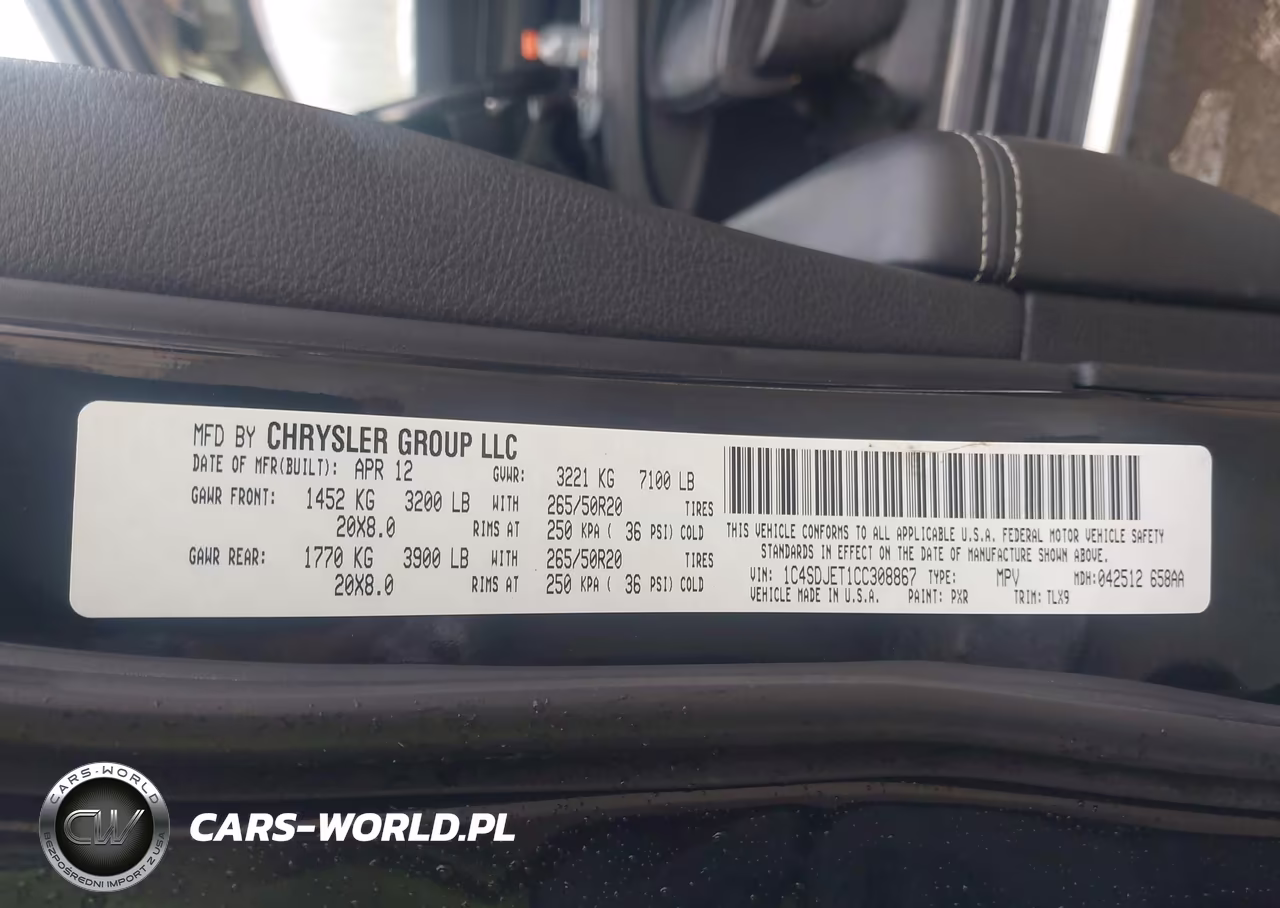 2012 Dodge Durango Citadel VIN:1C4SDJET1CC308867 - 8