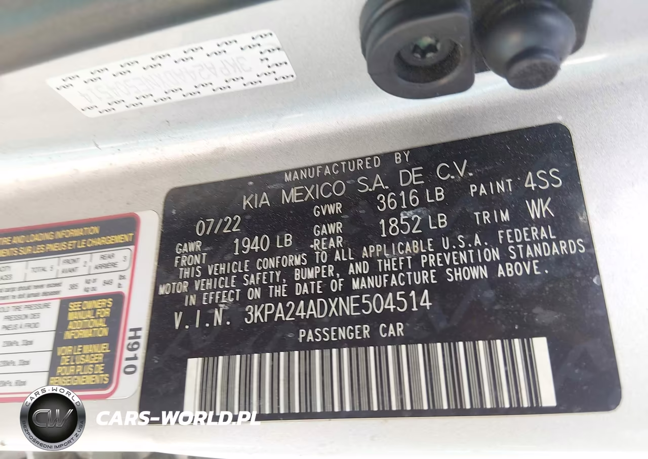 2022 Kia Rio Lx VIN:3KPA24ADXNE504514 - 9