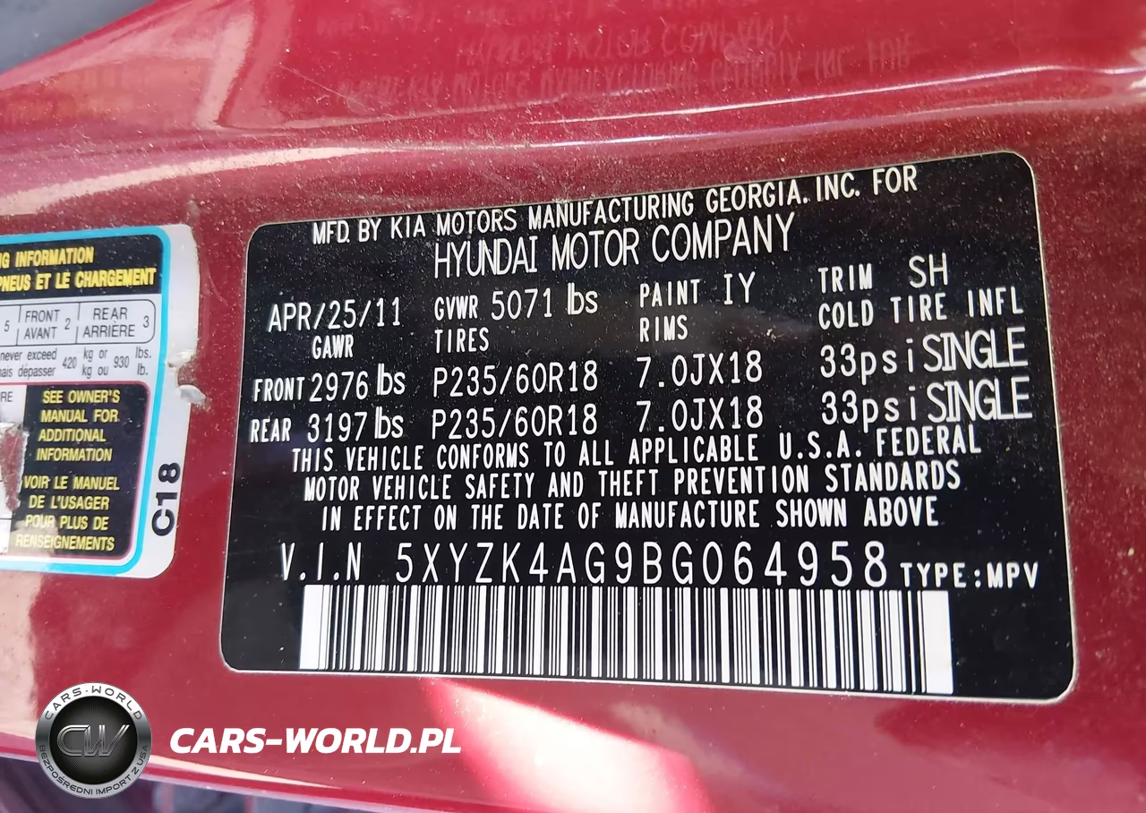 2011 Hyundai Santa Fe Limited V6 VIN:5XYZK4AG9BG064958 - 9