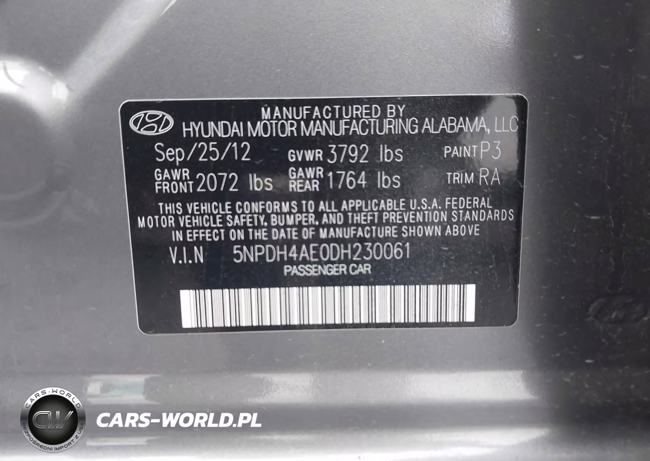 2013 Hyundai Elantra Limited Pzev VIN:5NPDH4AE0DH230061 - 9