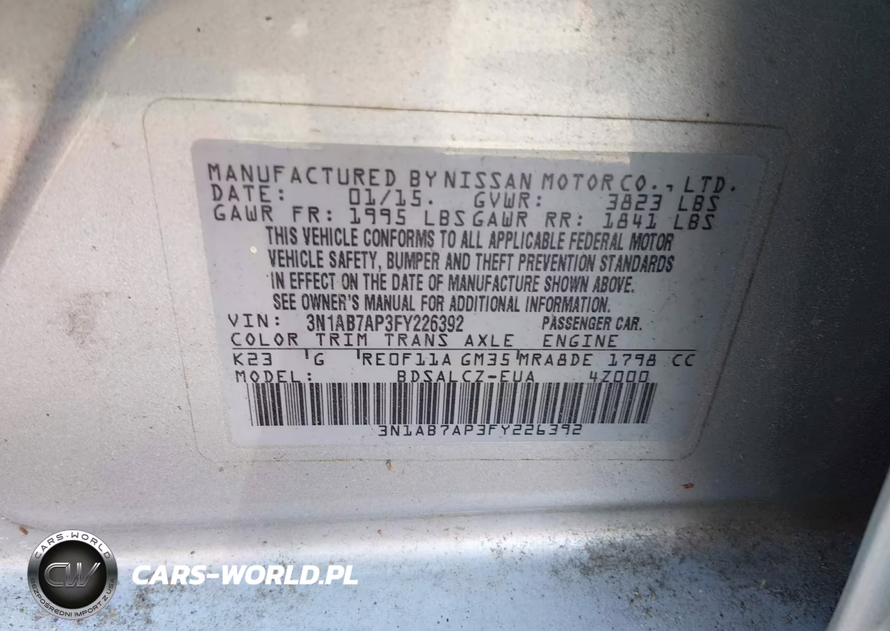 2015 Nissan Sentra S VIN:3N1AB7AP3FY226392 - 9