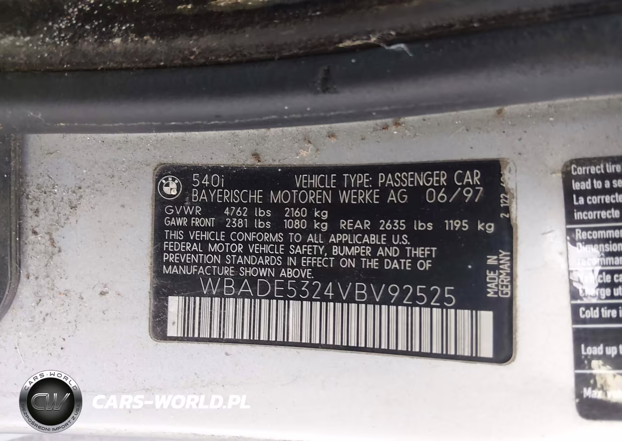1997 BMW 540I VIN:WBADE5324VBV92525 - 9