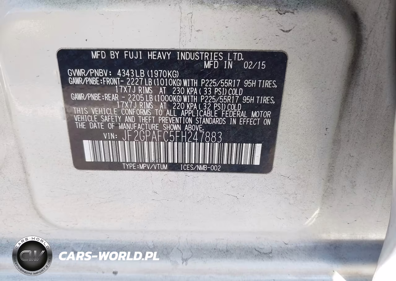2015 Subaru Xv Crosstrek 2.0I Premium VIN:JF2GPAFC5FH247883 - 17