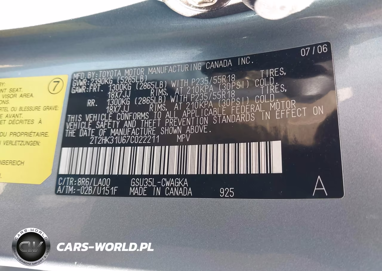 2007 Lexus Rx 350 VIN:2T2HK31U67C022211 - 9