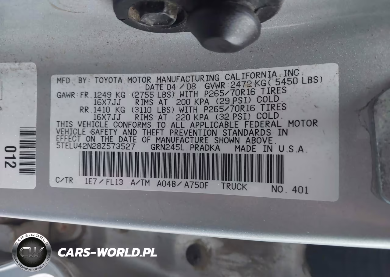 2008 Toyota Tacoma Base V6 VIN:5TELU42N28Z573527 - 9