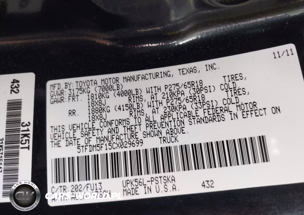 2012 Toyota Tundra Grade 4.6L V8 VIN:5TFDM5F15CX029699 - 9
