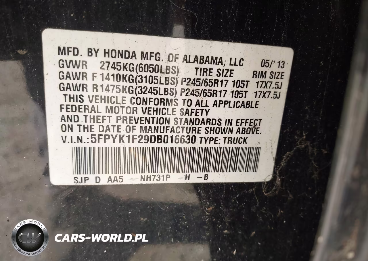 2013 Honda Ridgeline Rt VIN:5FPYK1F29DB016630 - 9