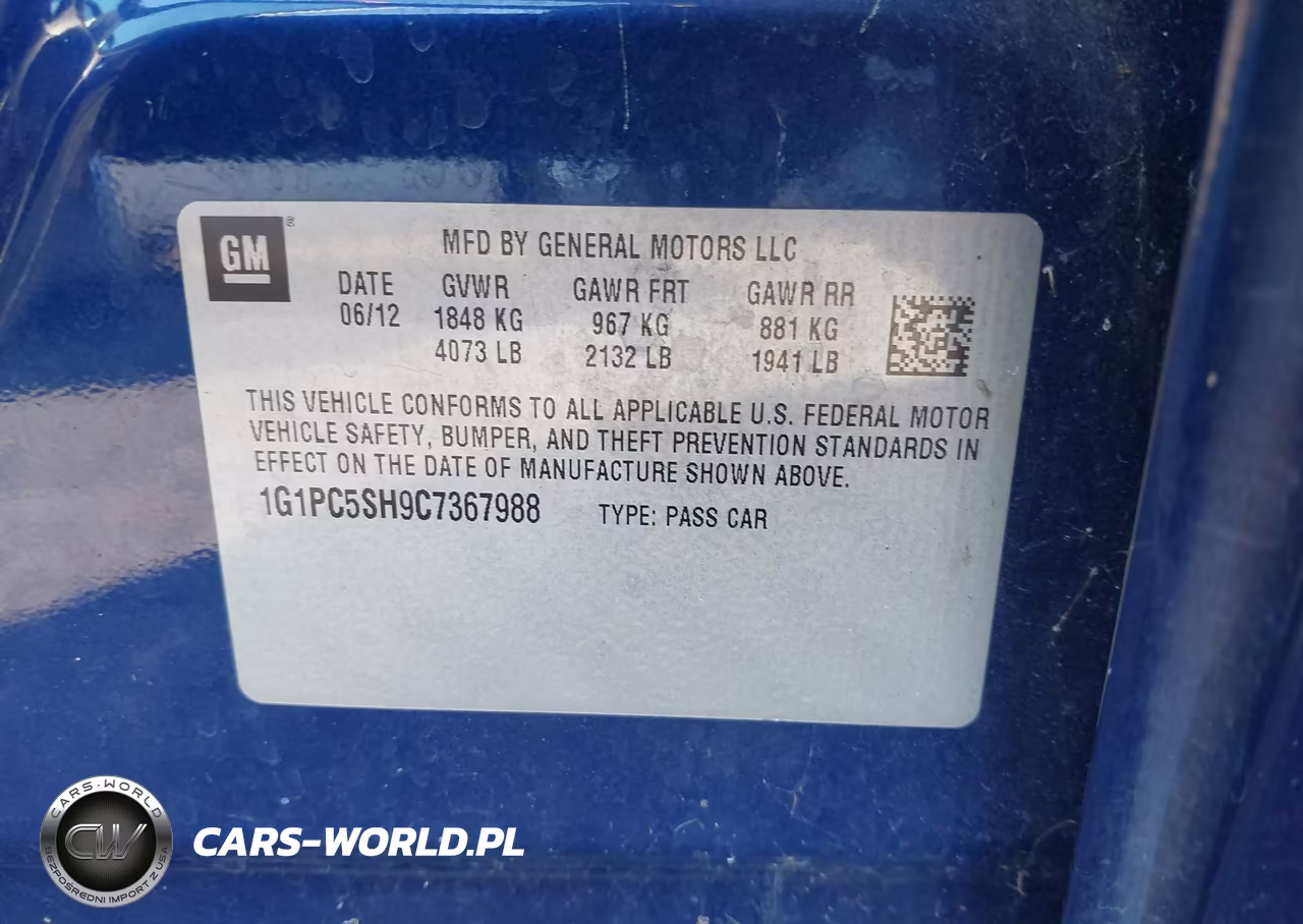 2012 Chevrolet Cruze Ls VIN:1G1PC5SH9C7367988 - 9