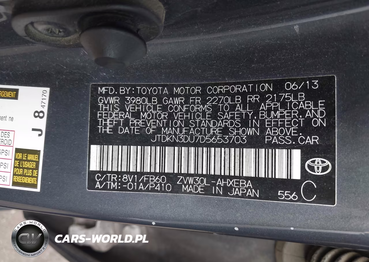 2013 Toyota Prius Two VIN:JTDKN3DU7D5653703 - 9