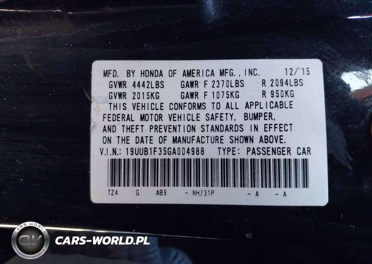 2016 Acura Tlx Base (Dct) VIN:19UUB1F35GA004988 - 9