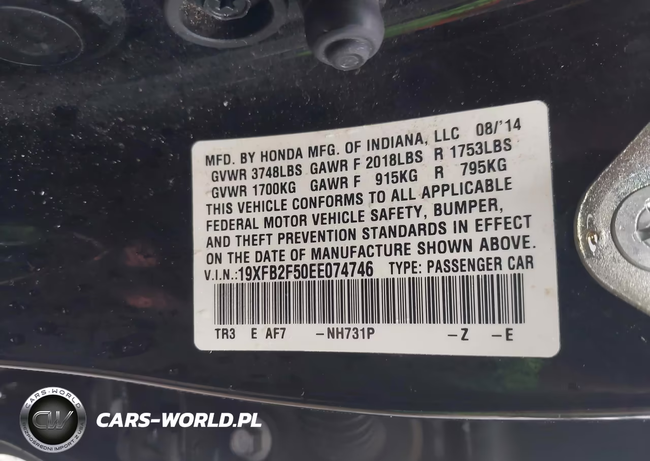 2014 Honda Civic Lx VIN:19XFB2F50EE074746 - 9