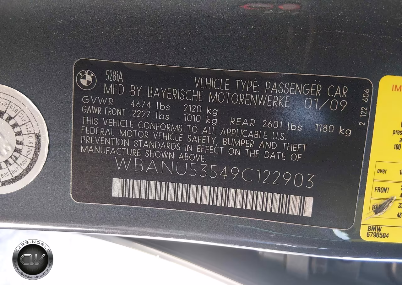 2009 BMW 528I VIN:WBANU53549C122903 - 9
