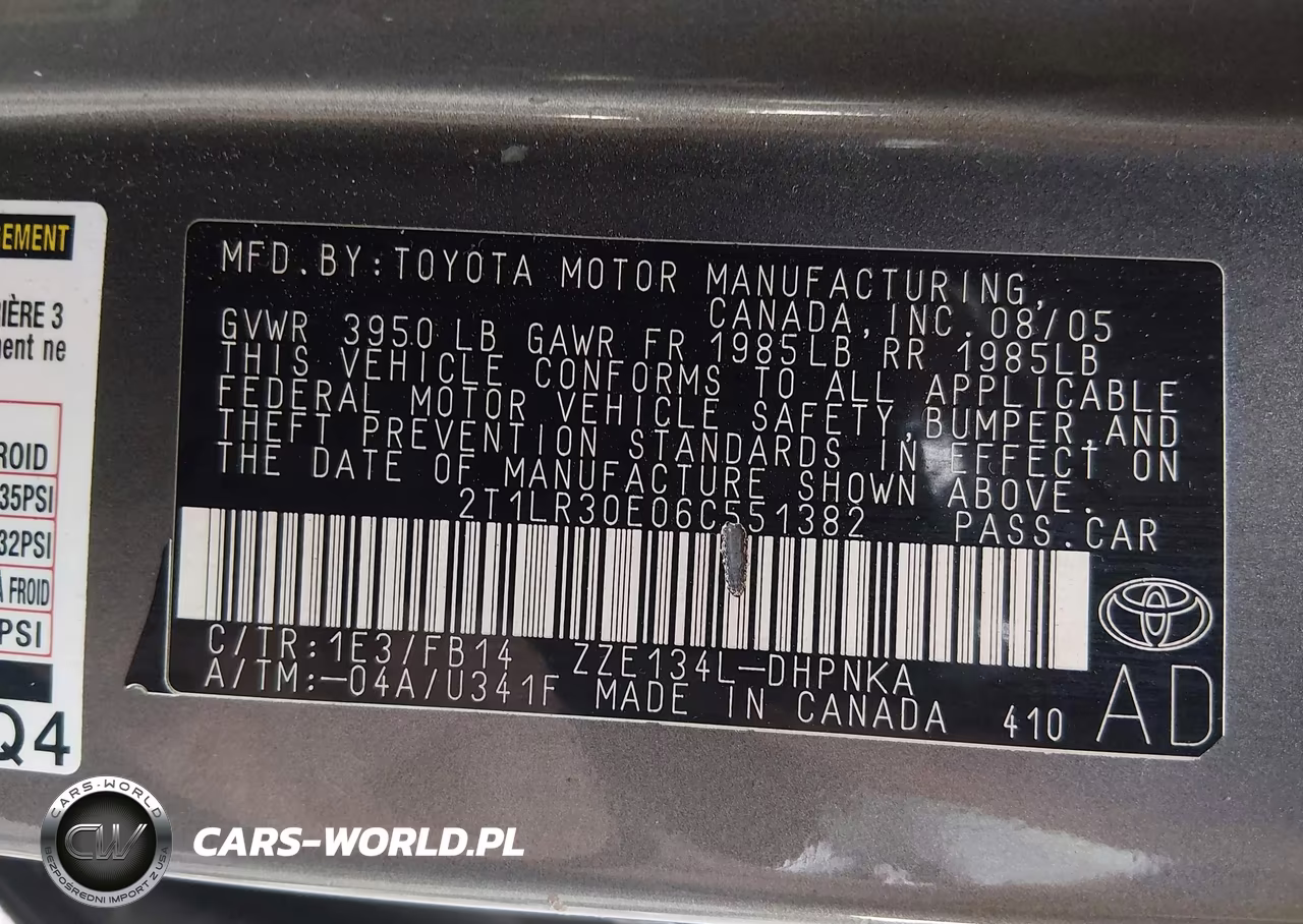 2006 Toyota Matrix Xr VIN:2T1LR30E06C551382 - 9