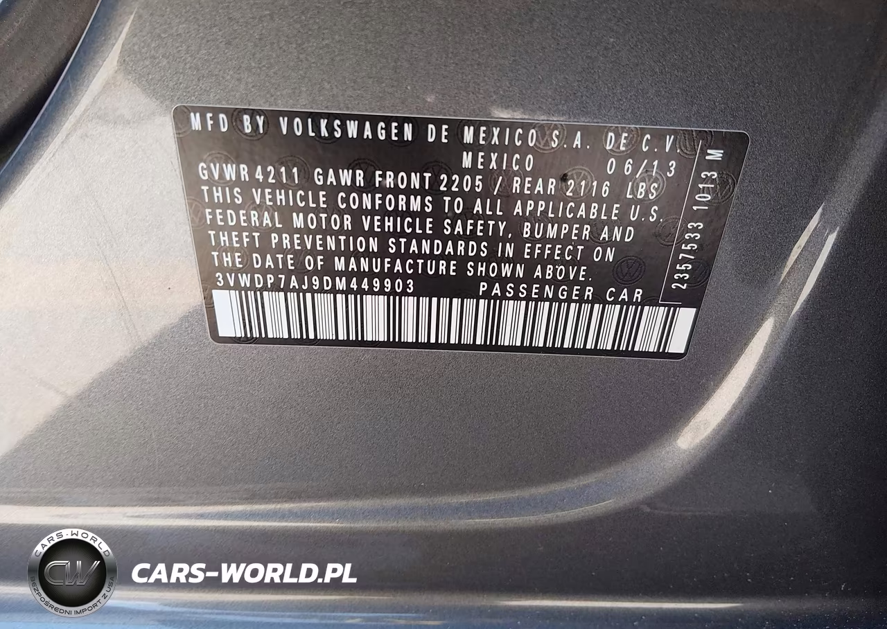 2013 Volkswagen Jetta 2.5L Se VIN:3VWDP7AJ9DM449903 - 9