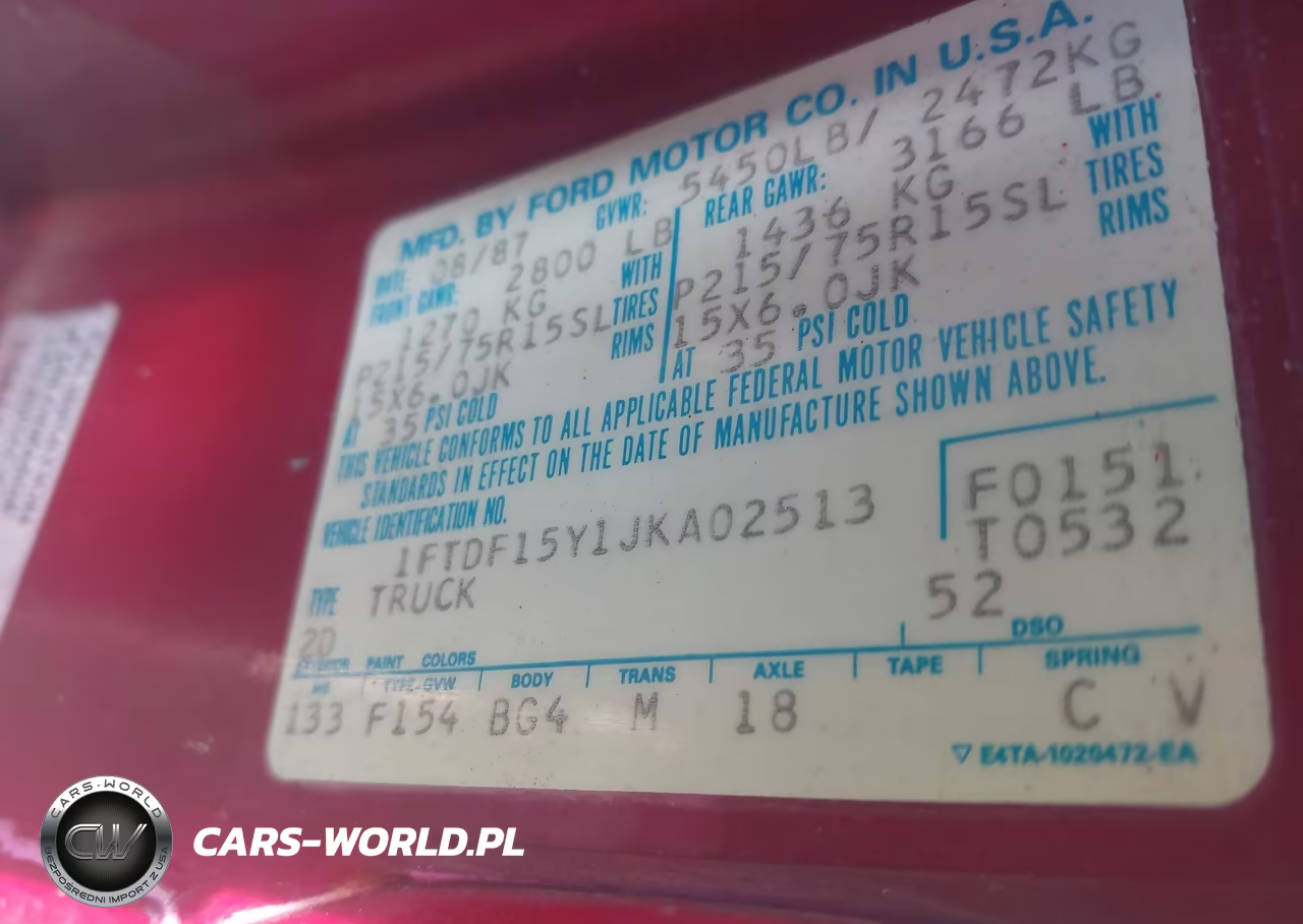1988 Ford F150 VIN:1FTDF15Y1JKA02513 - 9