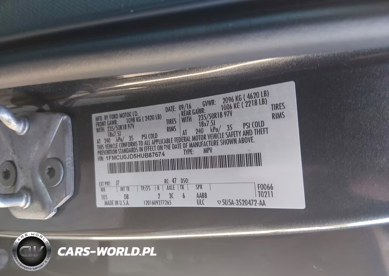 2017 Ford Escape VIN:1FMCU0JD5HUB87674 - 9