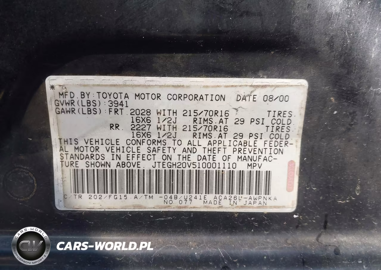 2001 Toyota Rav4 VIN:JTEGH20V510001110 - 9