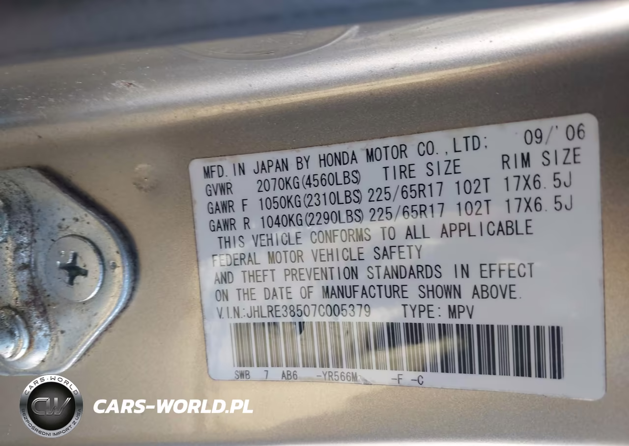 2007 Honda Cr-V Ex VIN:JHLRE38507C005379 - 9