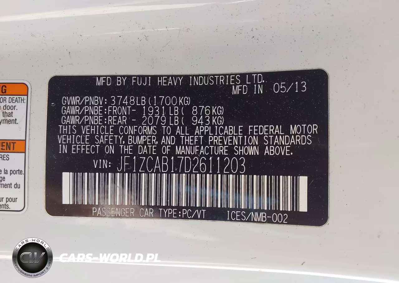 2013 Subaru Brz Premium VIN:JF1ZCAB17D2611203 - 9