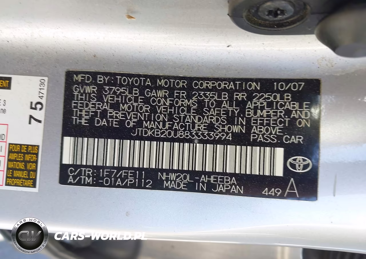 2008 Toyota Prius VIN:JTDKB20U883333994 - 9
