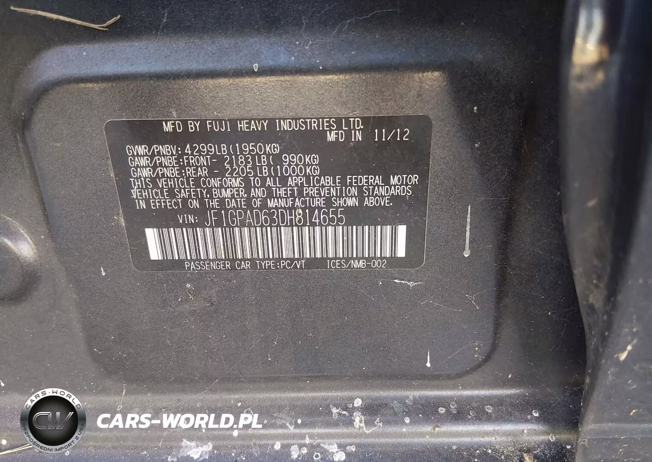 2013 Subaru Impreza 2.0I Premium VIN:JF1GPAD63DH814655 - 9