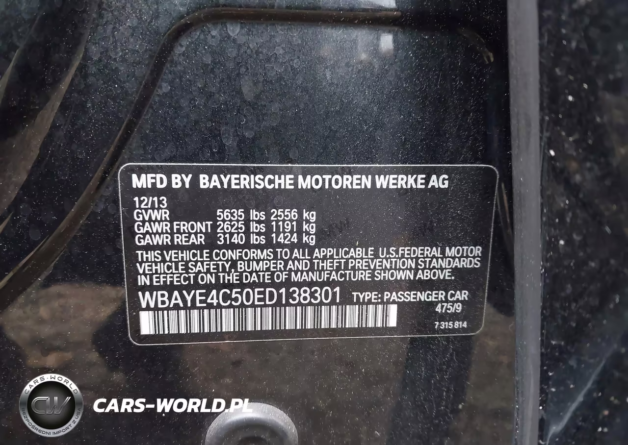 2014 BMW 740Li VIN:WBAYE4C50ED138301 - 9