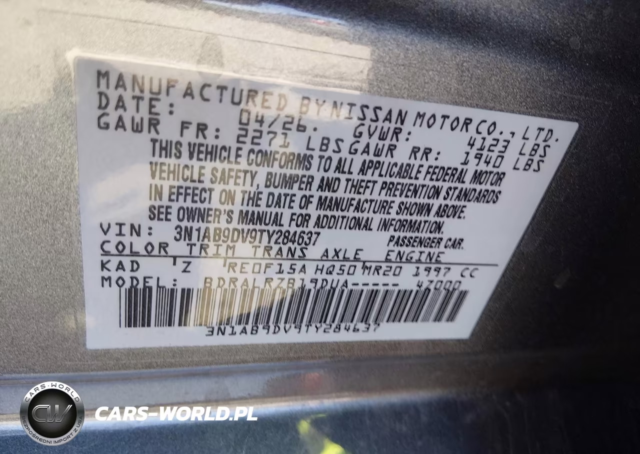 2026 Nissan Sentra Sr VIN:3N1AB9DV9TY284637 - 9