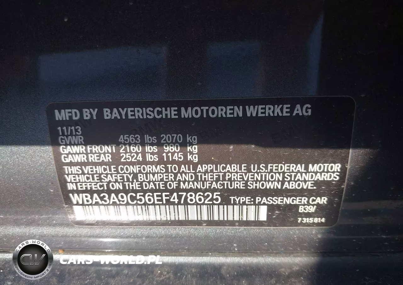 2014 BMW 3 Series 335I VIN:WBA3A9C56EF478625 - 9