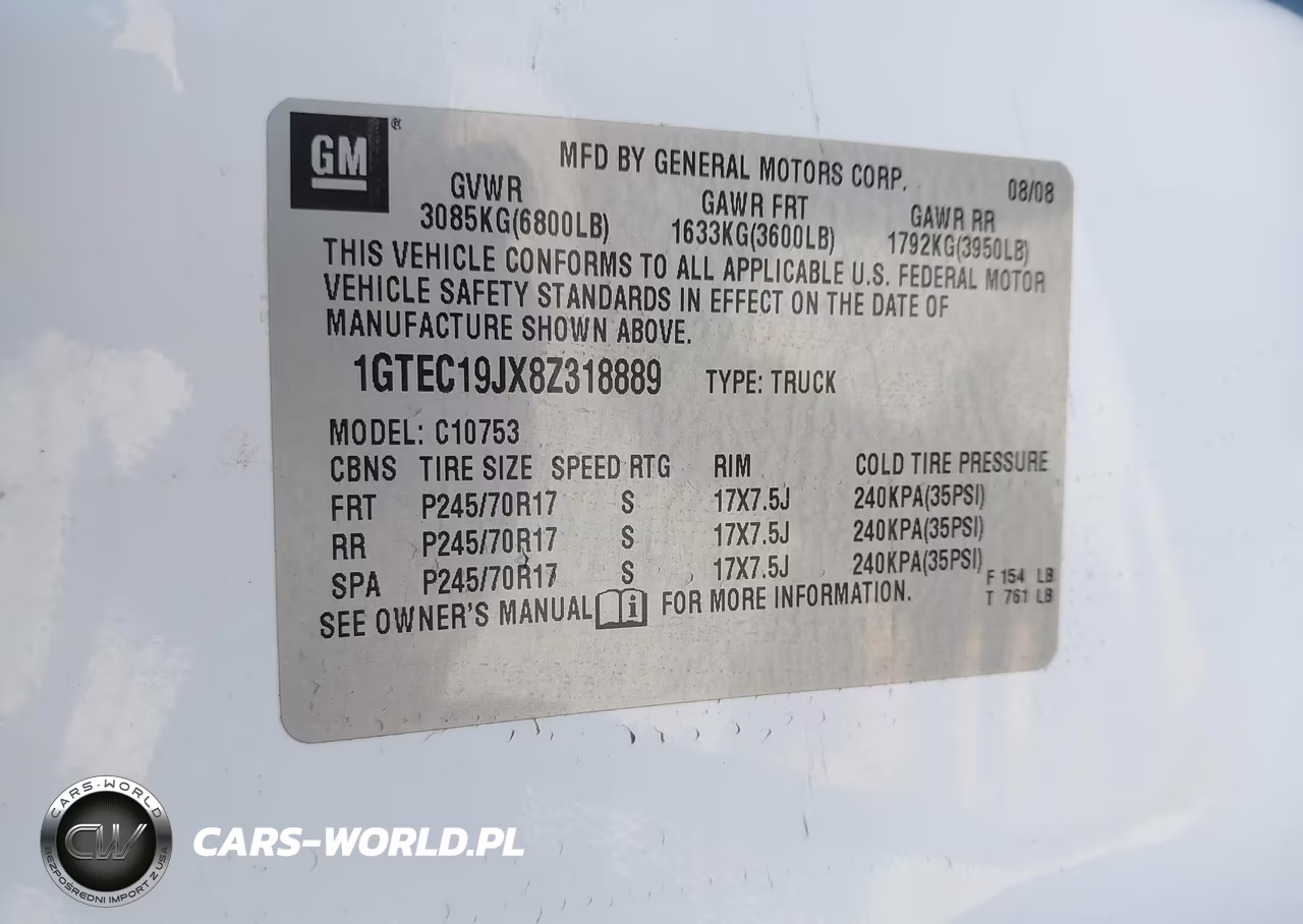 2008 GMC Sierra 1500 Sle1 VIN:1GTEC19JX8Z318889 - 9