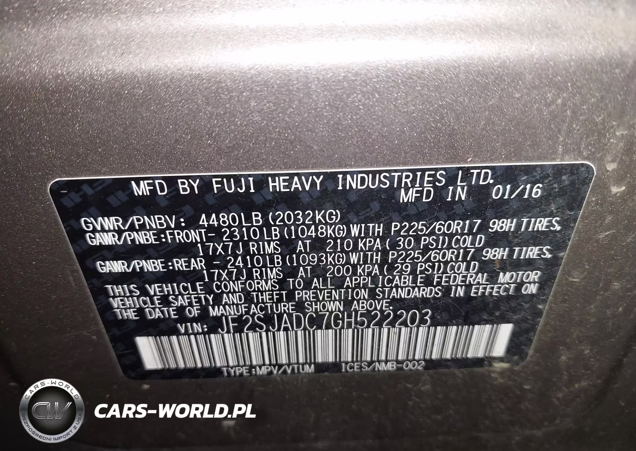 2016 Subaru Forester 2.5I Premium VIN:JF2SJADC7GH522203 - 9