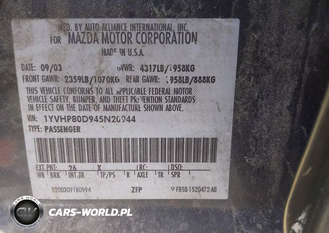 2004 Mazda Mazda6 S VIN:1YVHP80D945N20944 - 9