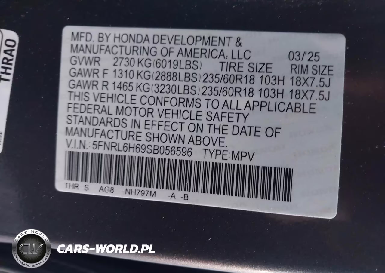 2025 Honda Odyssey Ex-L VIN:5FNRL6H69SB056596 - 9