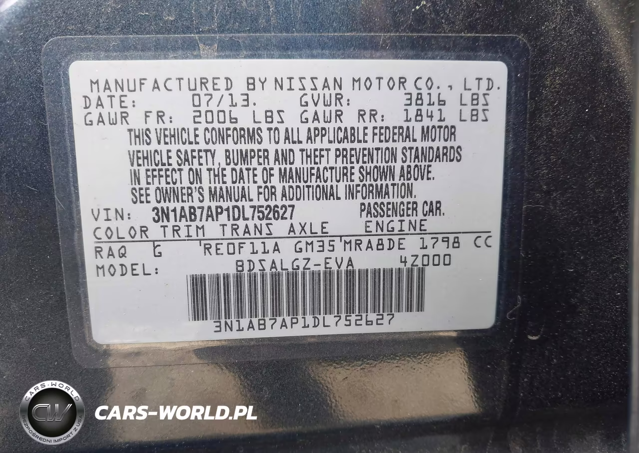 2013 Nissan Sentra Sl VIN:3N1AB7AP1DL752627 - 9