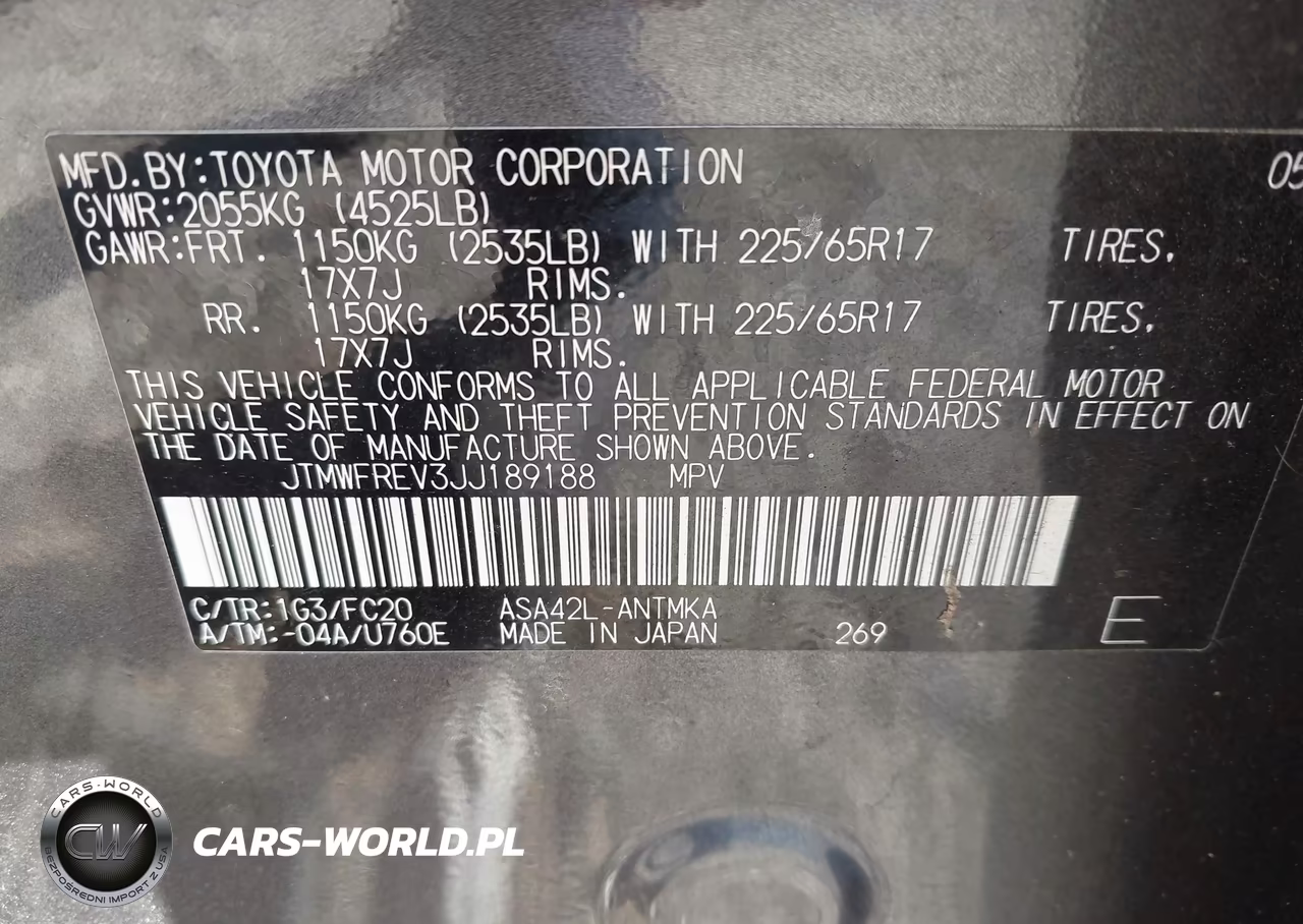 2018 Toyota Rav4 Xle VIN:JTMWFREV3JJ189188 - 9