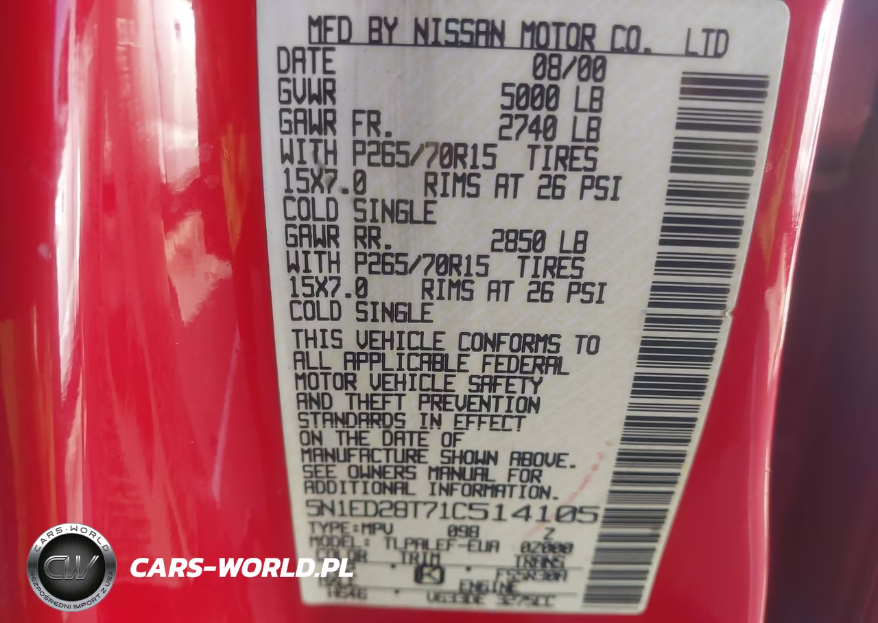 2001 Nissan Xterra Xe-V6 VIN:5N1ED28T71C514105 - 9