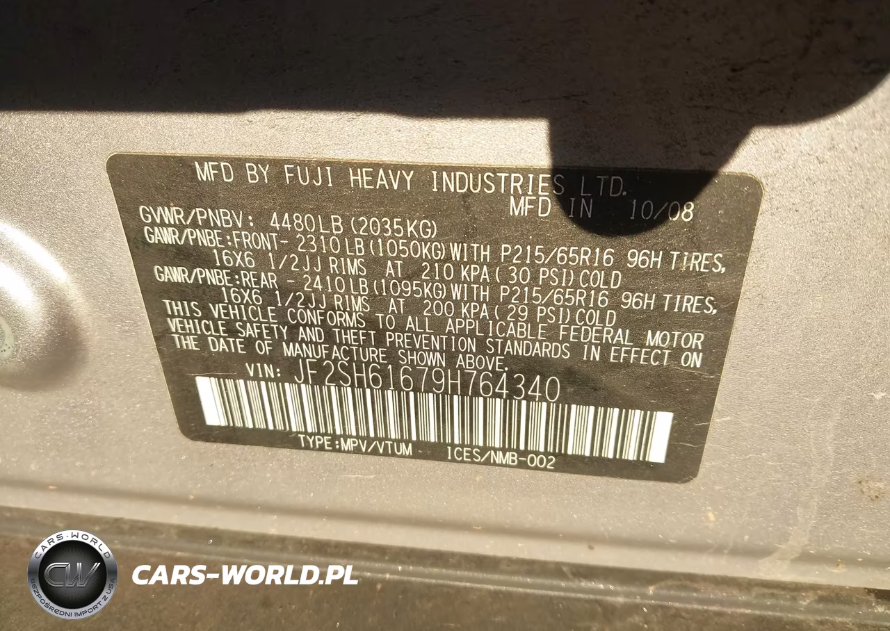 2009 Subaru Forester 2.5X VIN:JF2SH61679H764340 - 9