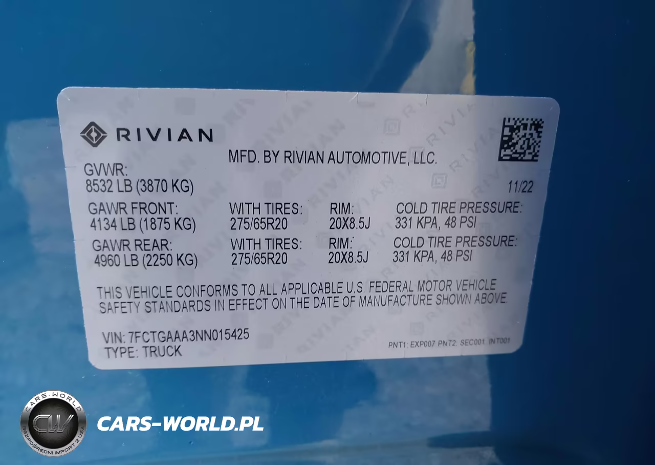 2022 Rivian R1T Adventure VIN:7FCTGAAA3NN015425 - 9