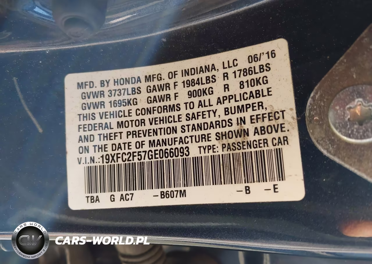 2016 Honda Civic Lx VIN:19XFC2F57GE066093 - 9