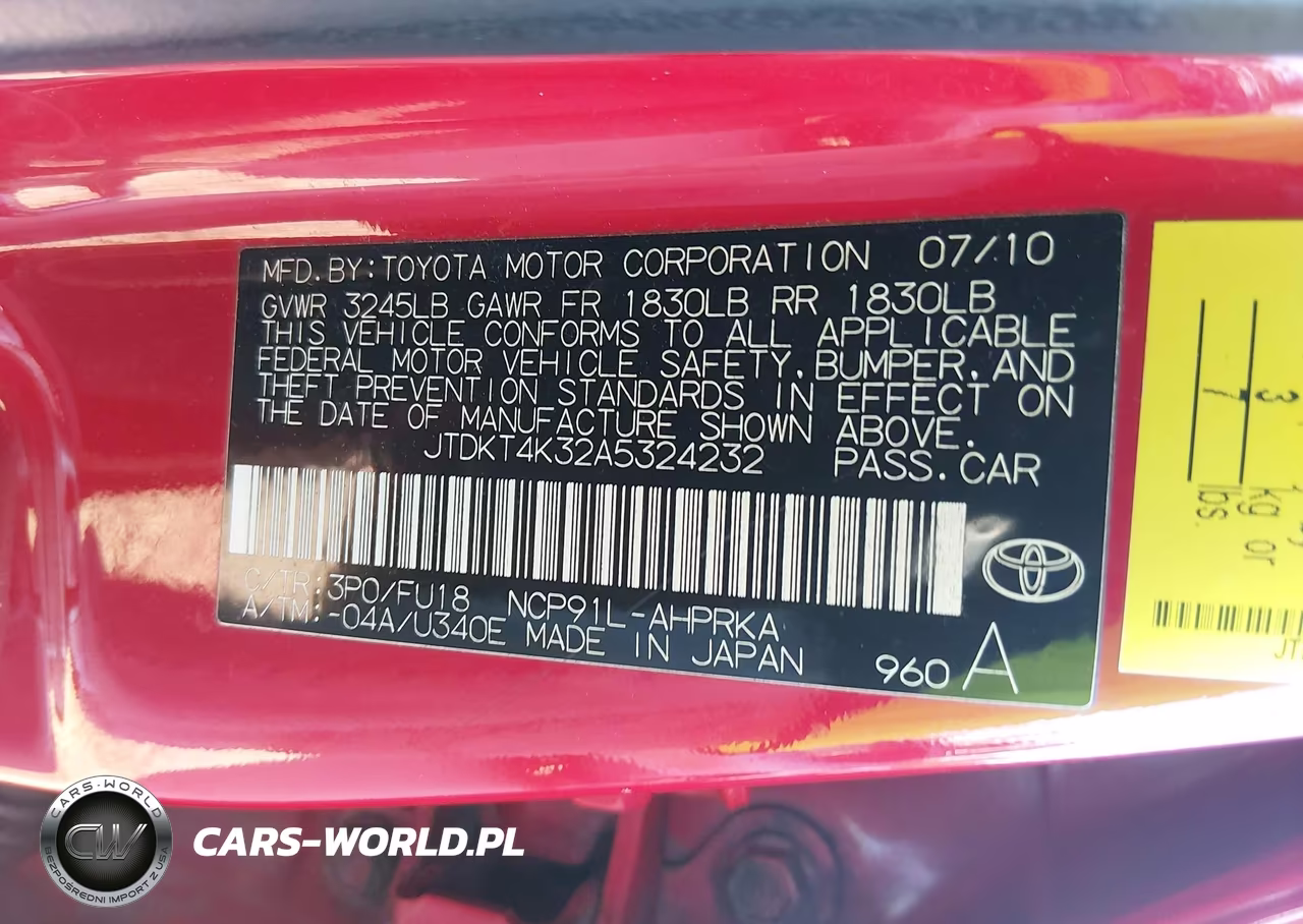 2010 Toyota Yaris VIN:JTDKT4K32A5324232 - 9