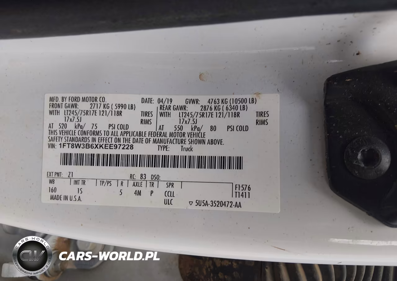 2019 Ford F-350 Xl VIN:1FT8W3B6XKEE97228 - 9