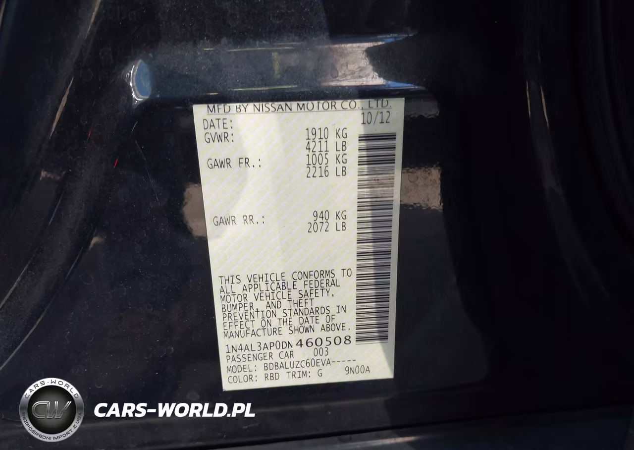 2013 Nissan Altima 2.5 Sv VIN:1N4AL3AP0DN460508 - 9